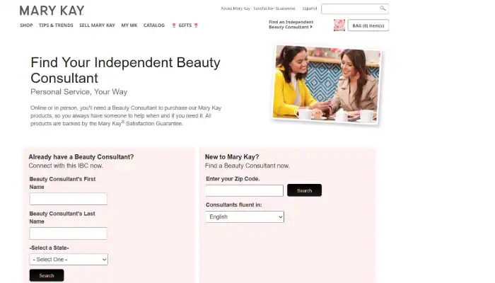 Screenshot of Mary Kay Find Consultant Page Screenshot of Mary Kay Find Consultant Page